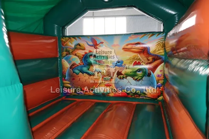 Small Inflatable Multiplay Bouncy Castles T Rex With Slide